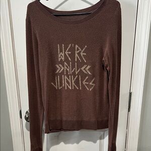 Brown Graphic Text Sweater